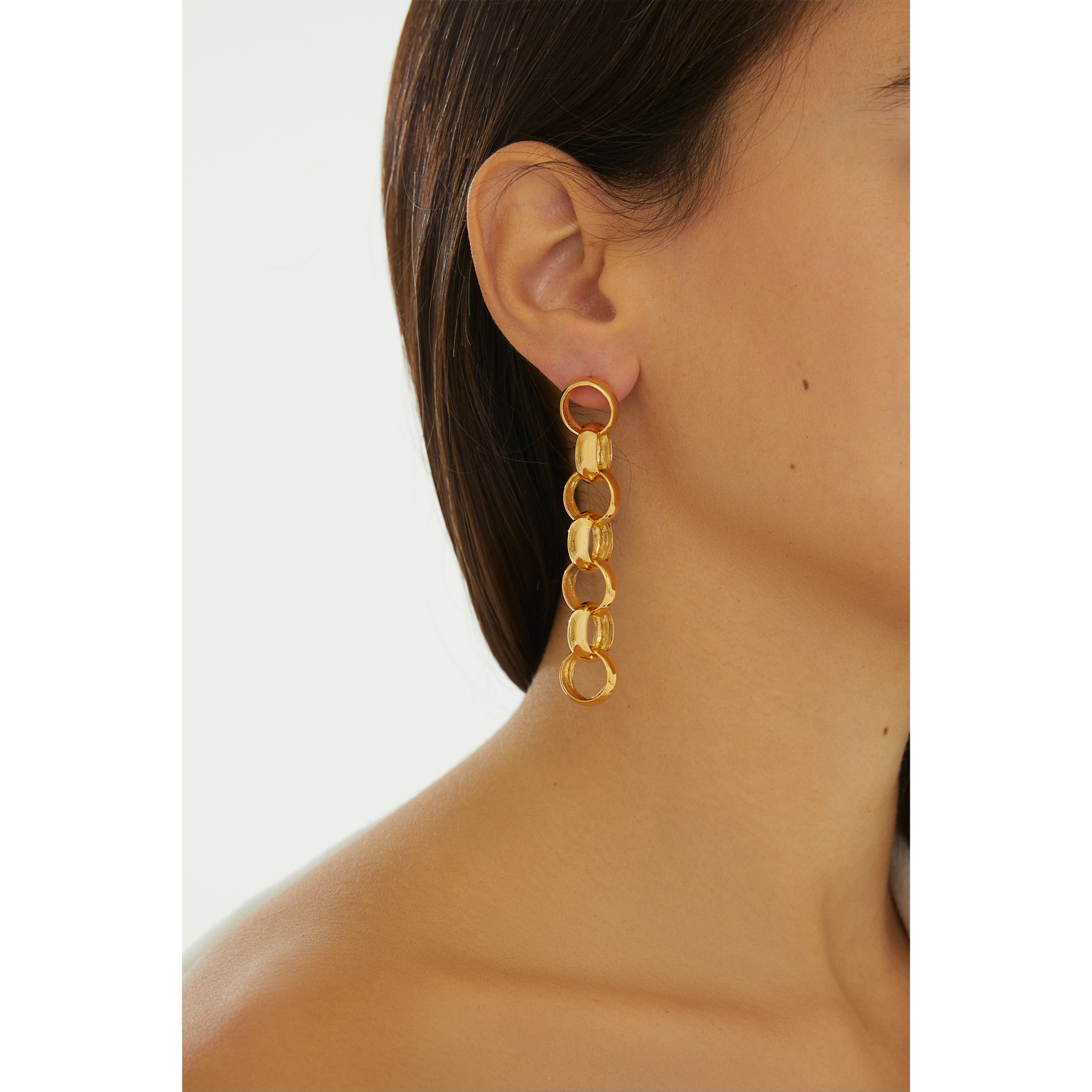 24K gold plated chain earrings statement jewelry