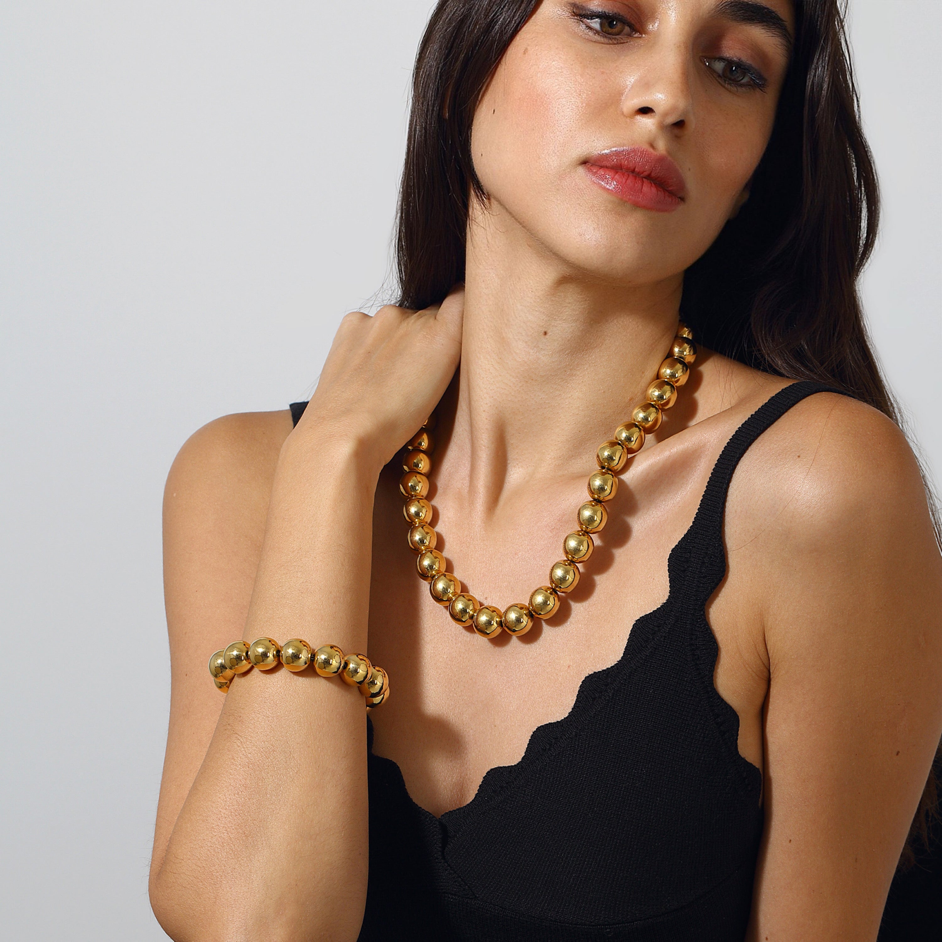 24K gold plated costume jewelry fashion jewelry ball necklace