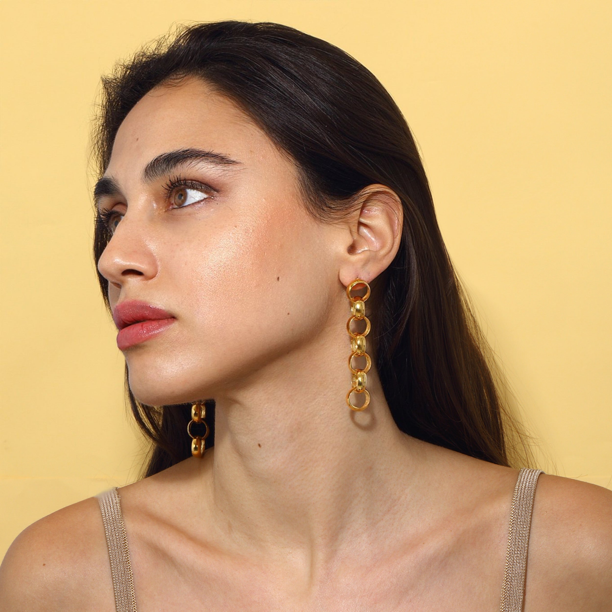 24K gold plated chain earrings statement jewelry