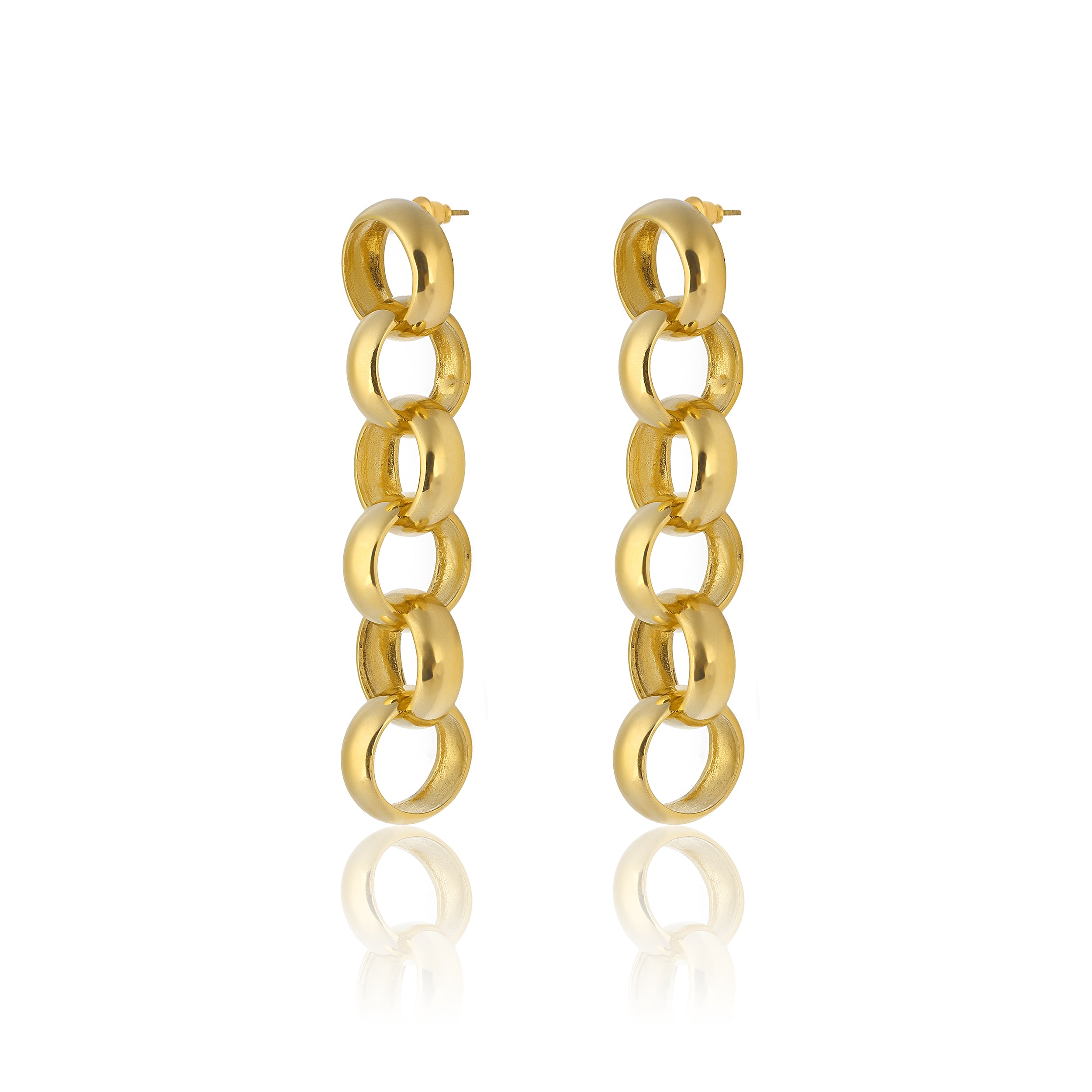 24K gold plated chain earrings statement jewelry