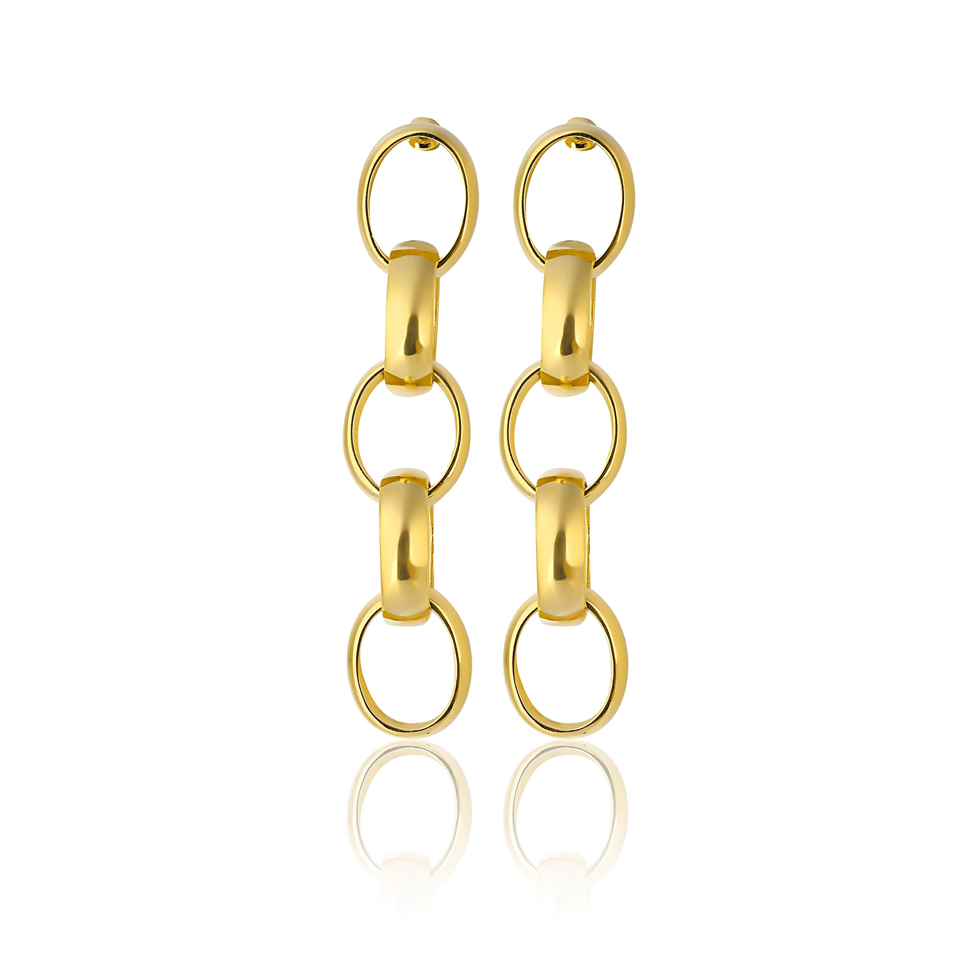 24K gold plated chain earrings statement jewelry