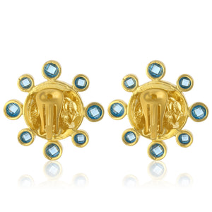 aquamarine swarovksi stone gold plated statement earrings