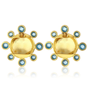 aquamarine swarovksi stone gold plated statement earrings