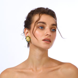 swarovksi stone gold plated statement earrings