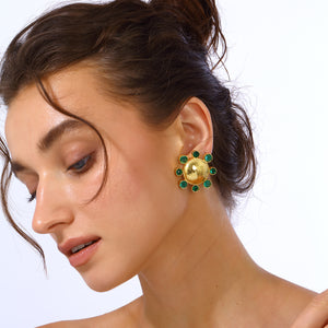 swarovksi stone gold plated statement earrings