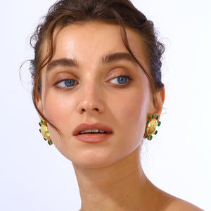 swarovksi stone gold plated statement earrings