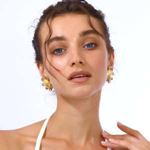 swarovksi stone gold plated statement earrings