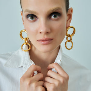 24K gold plated earrings statement jewelry