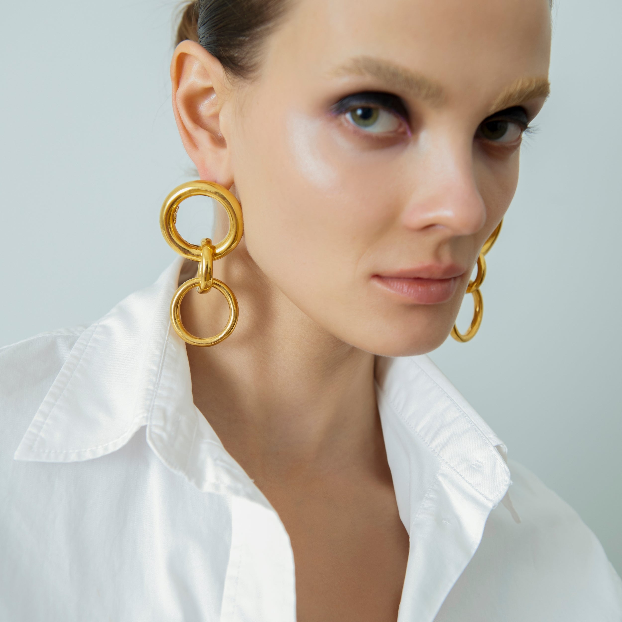 24K gold plated earrings statement jewelry