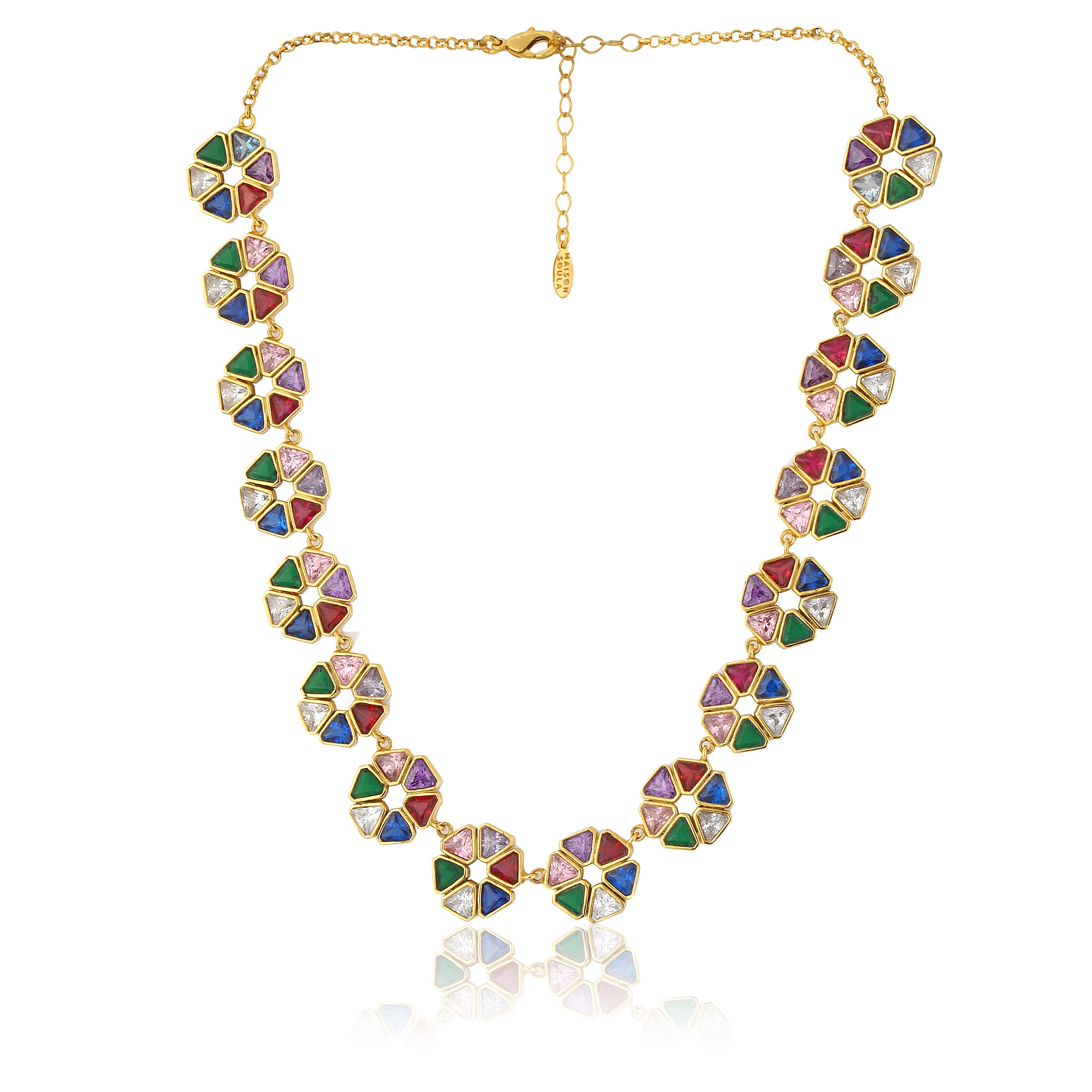 crystal stone necklace colorful