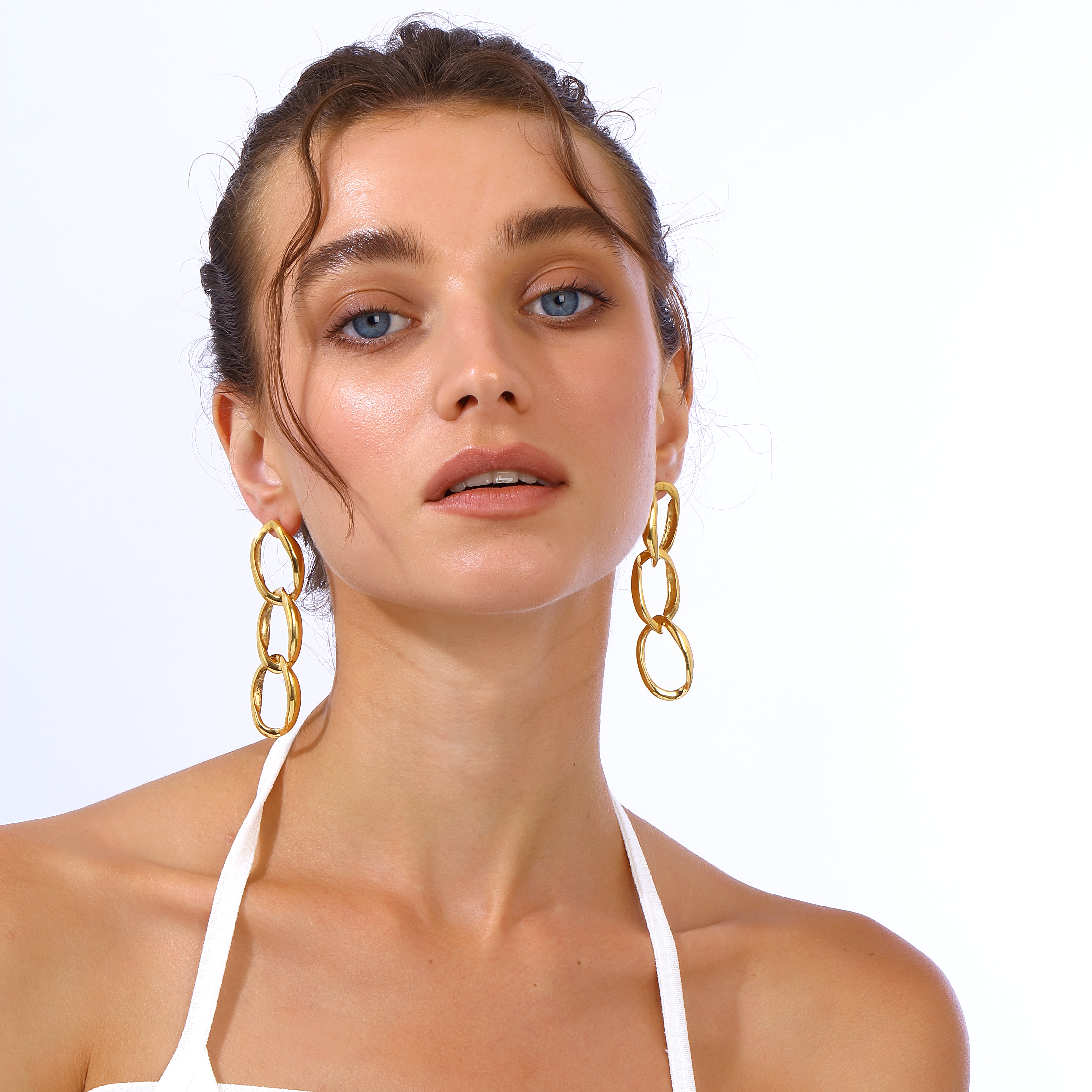 24K gold plated chain earrings