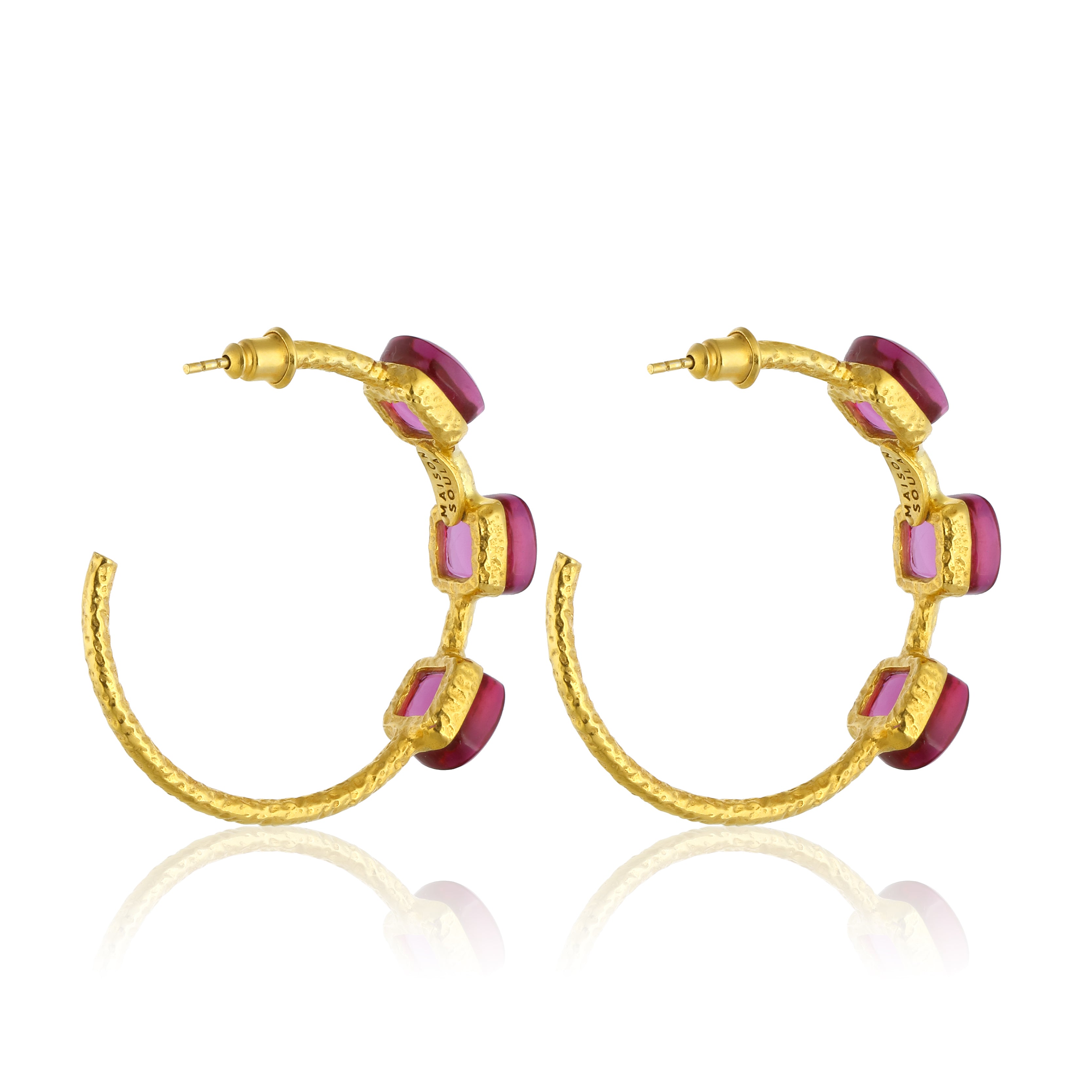 handracfted jewelry colorful stones hoop earrings