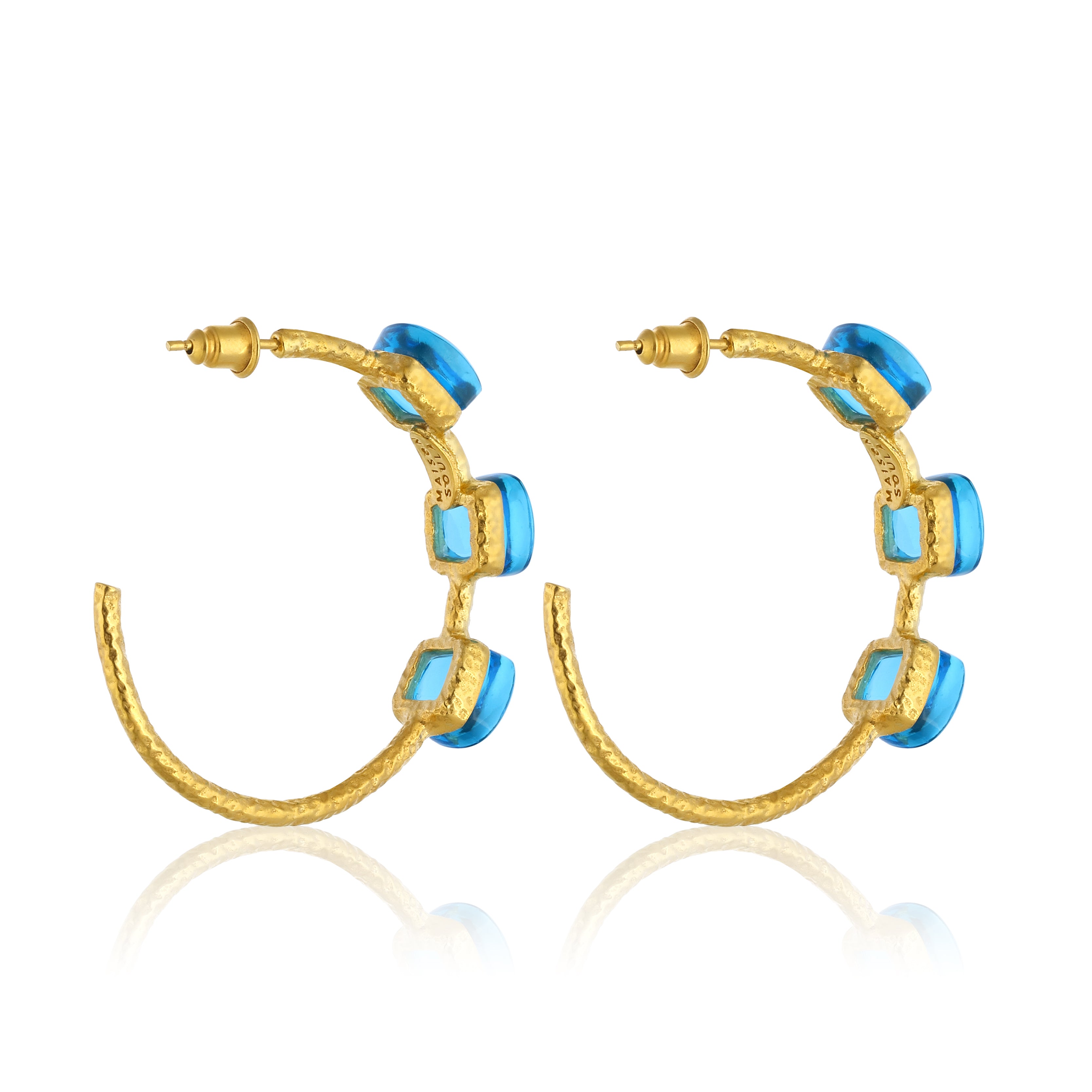 handracfted jewelry colorful stones hoop earrings