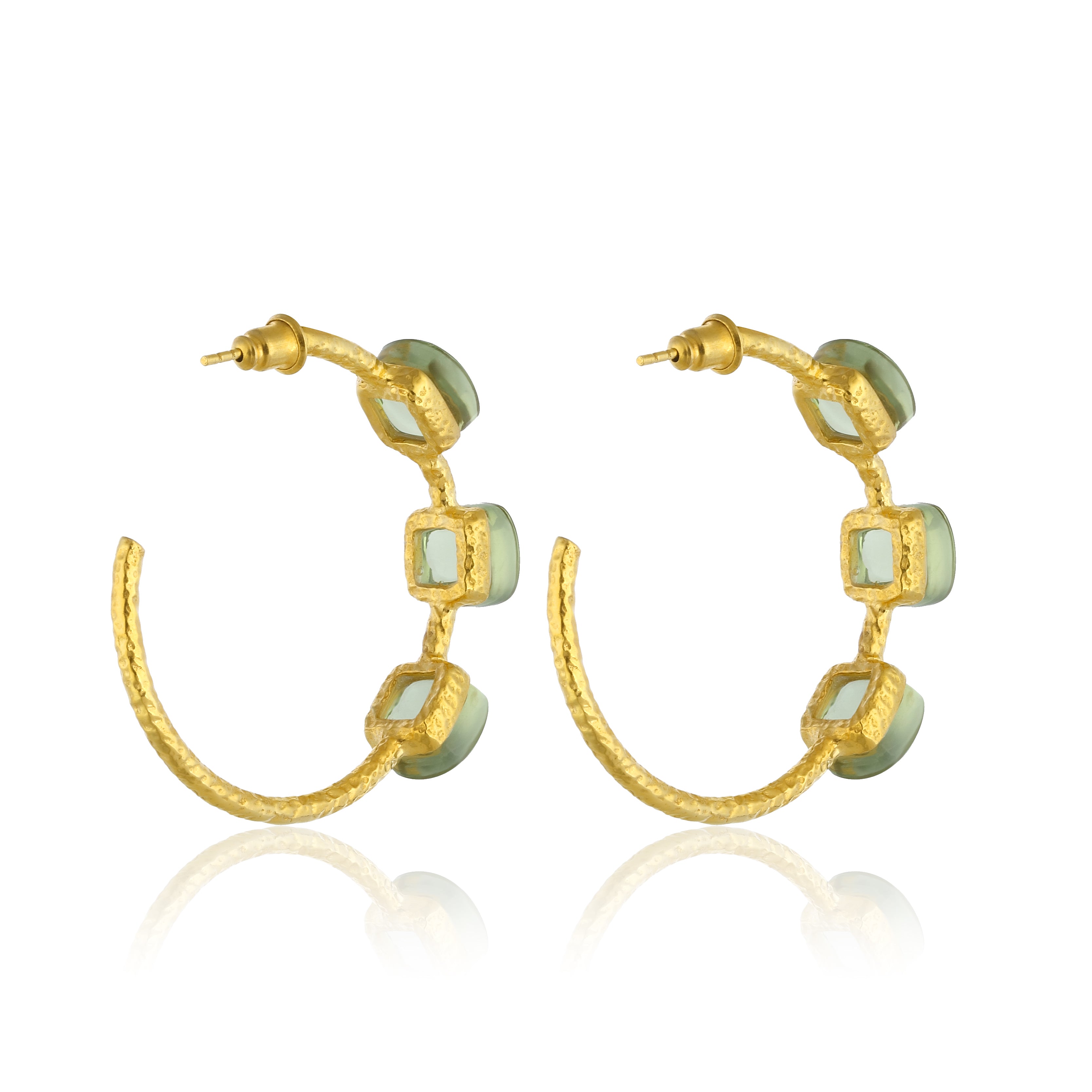 handracfted jewelry colorful stones hoop earrings