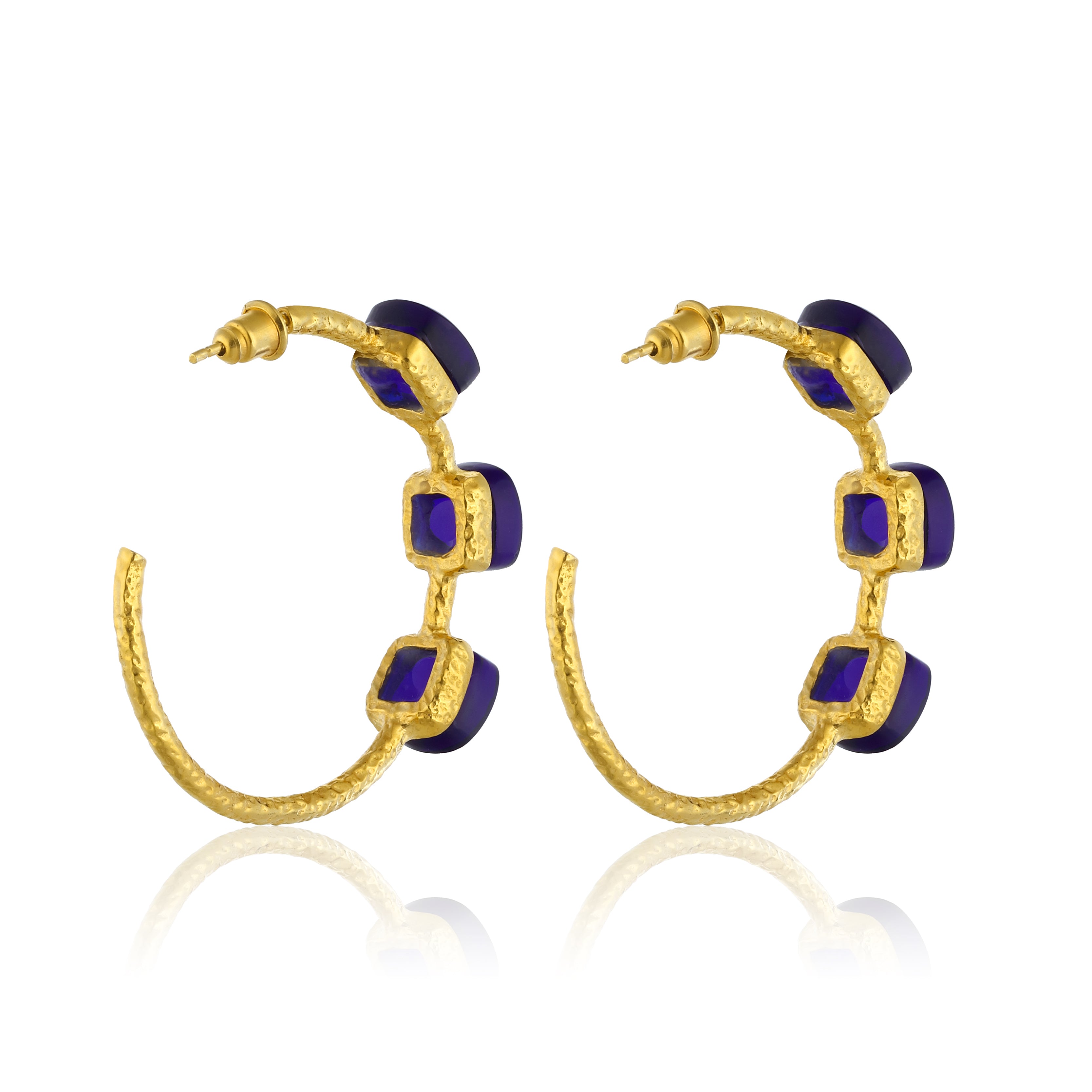 handracfted jewelry colorful stones hoop earrings