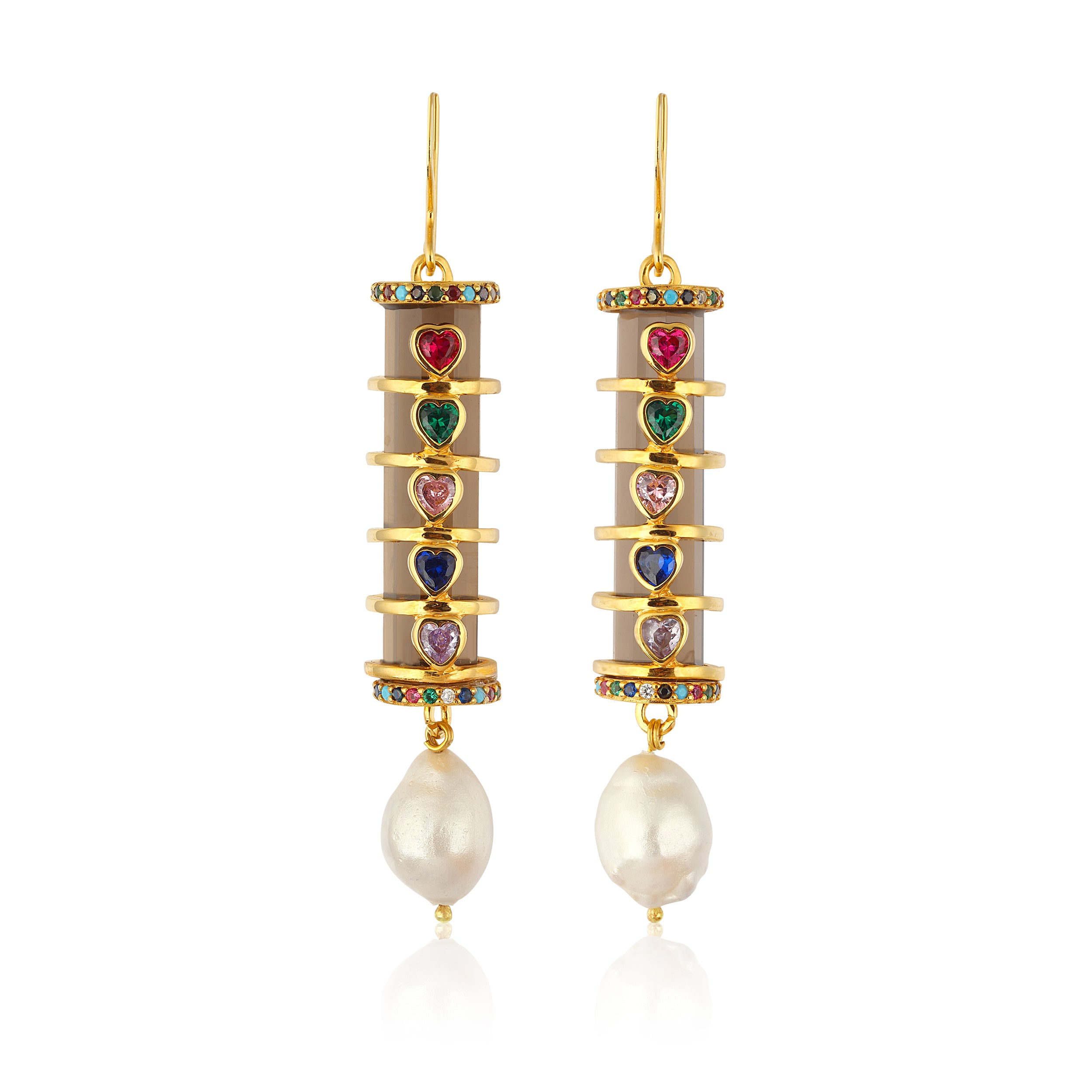 Baroque pearl earrings with colorful swarvoski stones