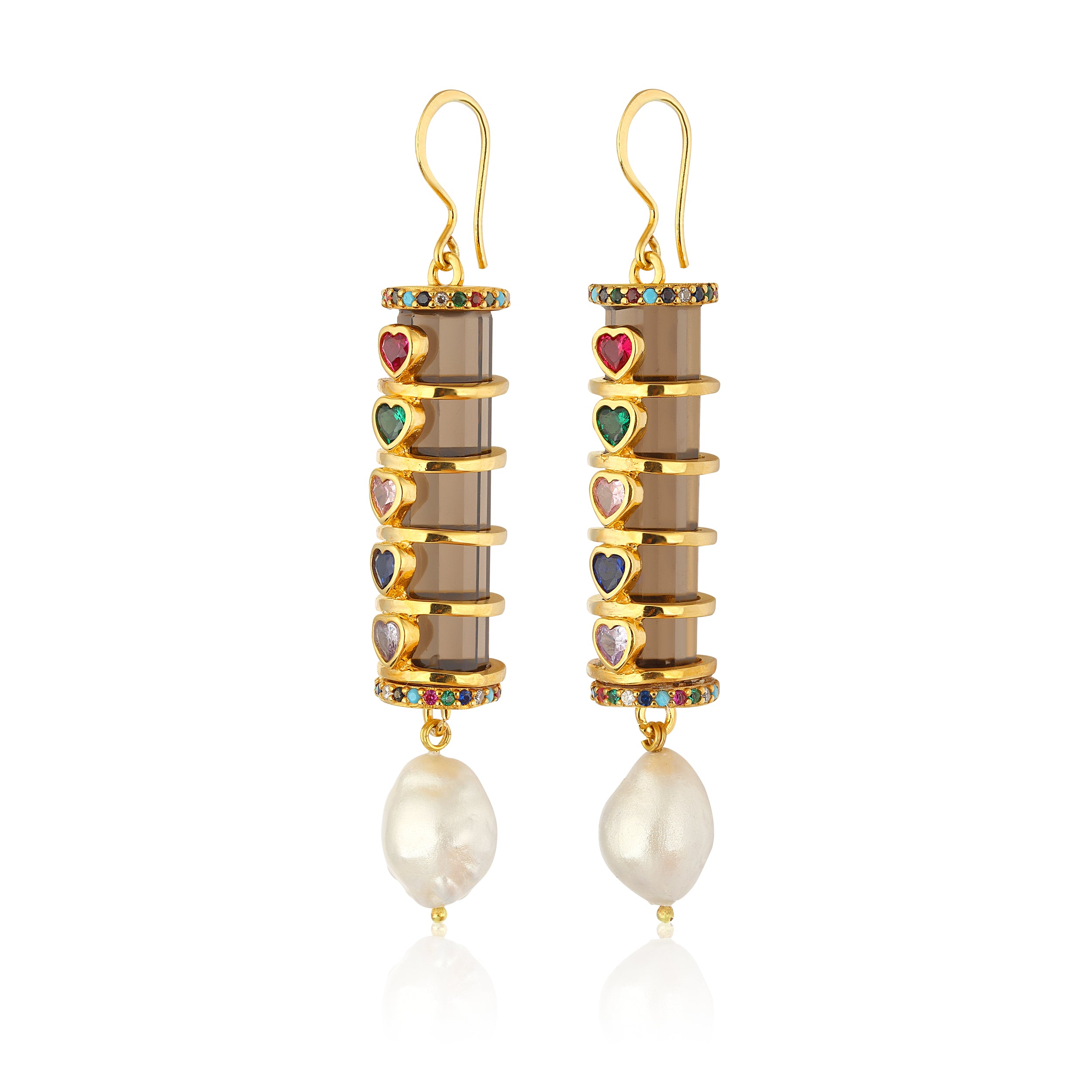 Baroque pearl earrings with colorful swarvoski stones