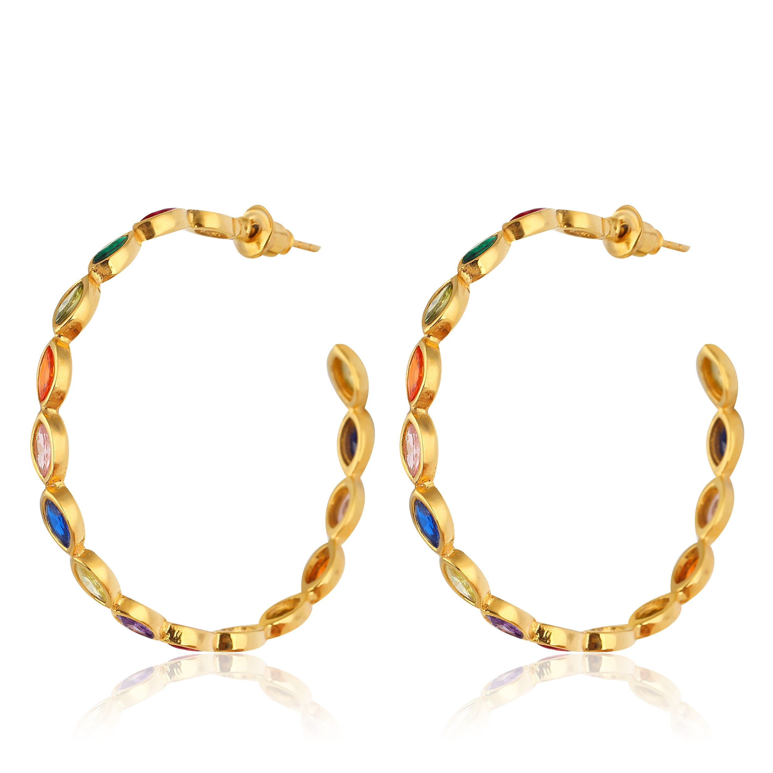 swarvoski crystal stones hoop earrings