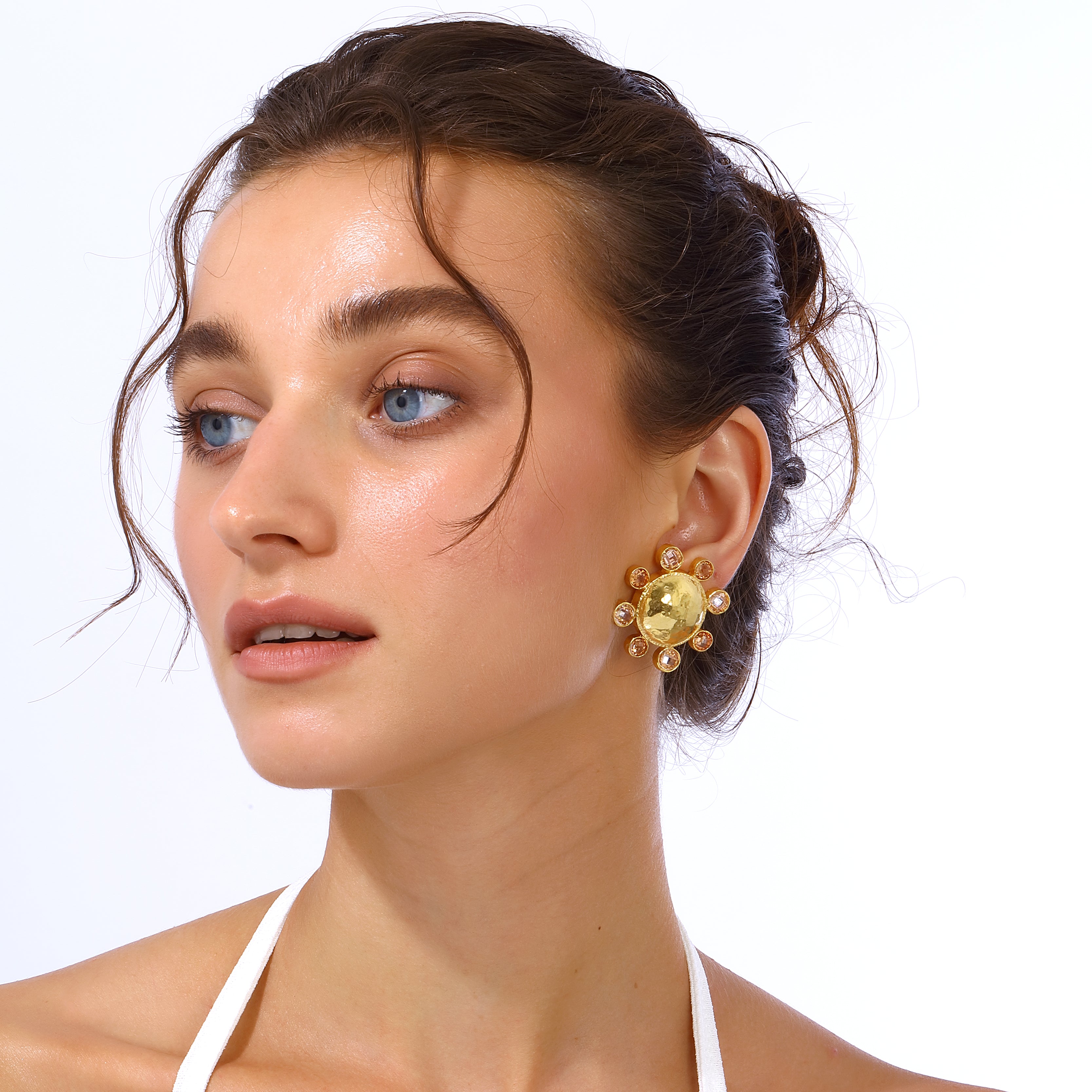 swarovksi stone gold plated statement earrings