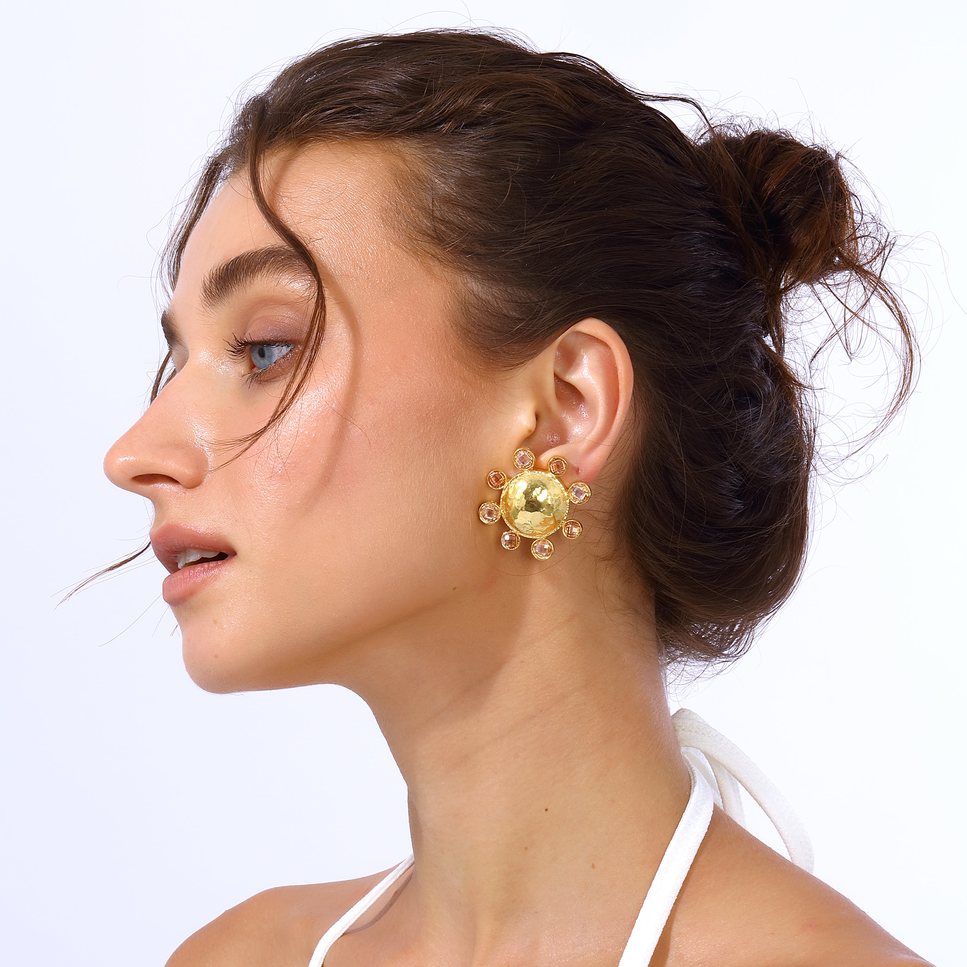 swarovksi stone gold plated statement earrings