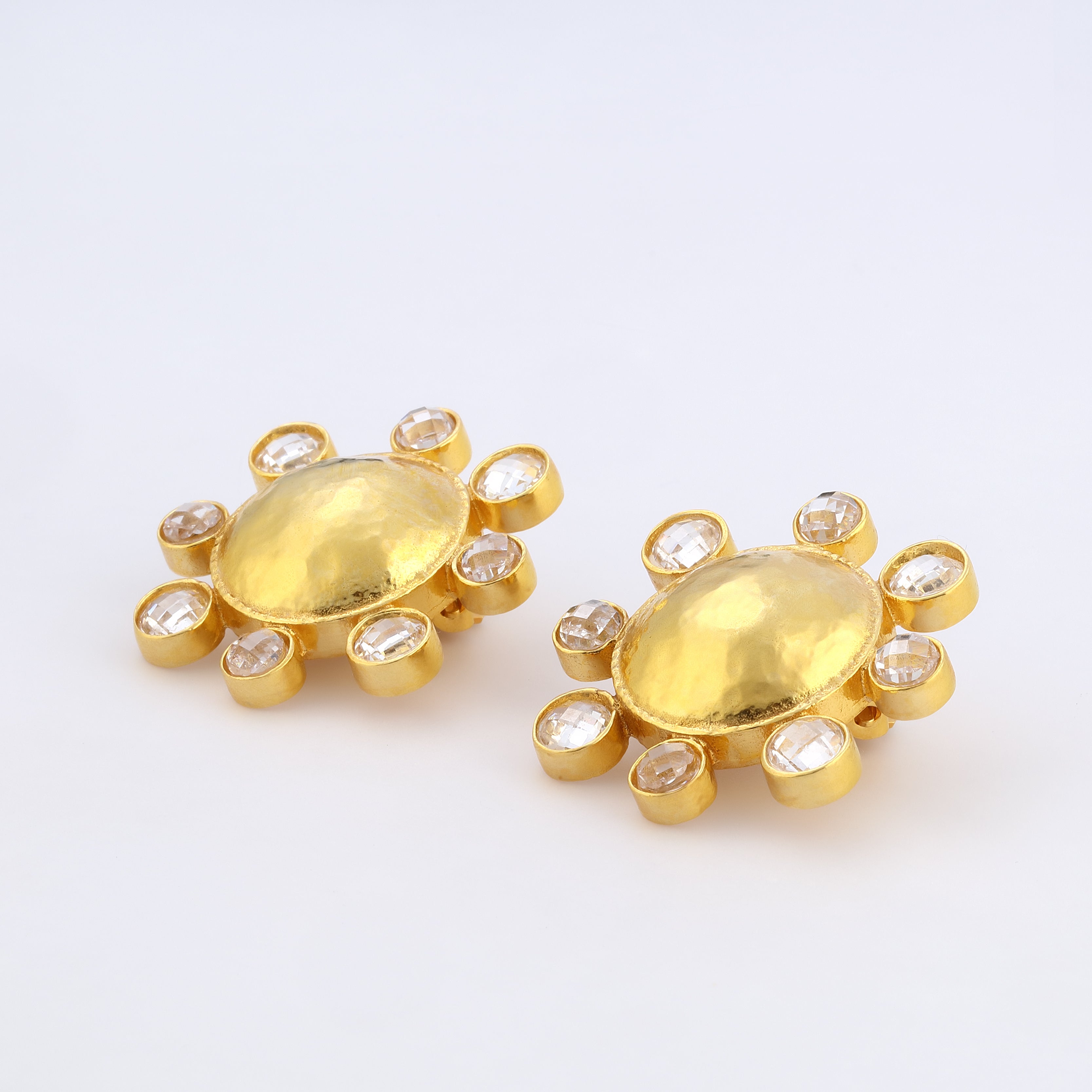 swarovksi stone gold plated statement earrings