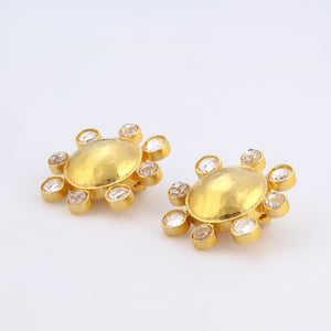 swarovksi stone gold plated statement earrings