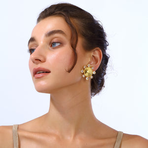 swarovksi stone gold plated statement earrings