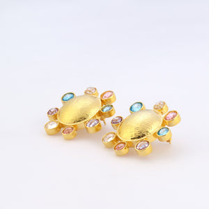 swarovksi stone gold plated statement earrings