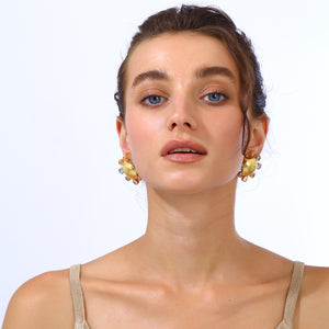 swarovksi stone gold plated statement earrings