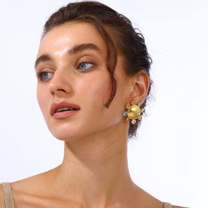 swarovksi stone gold plated statement earrings