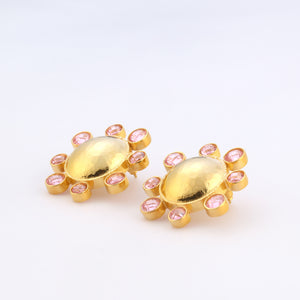 swarovksi stone gold plated statement earrings