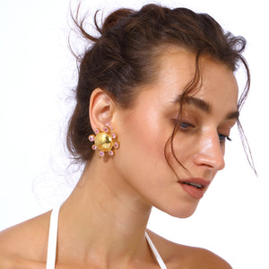 swarovksi stone gold plated statement earrings