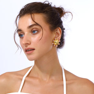 swarovksi stone gold plated statement earrings