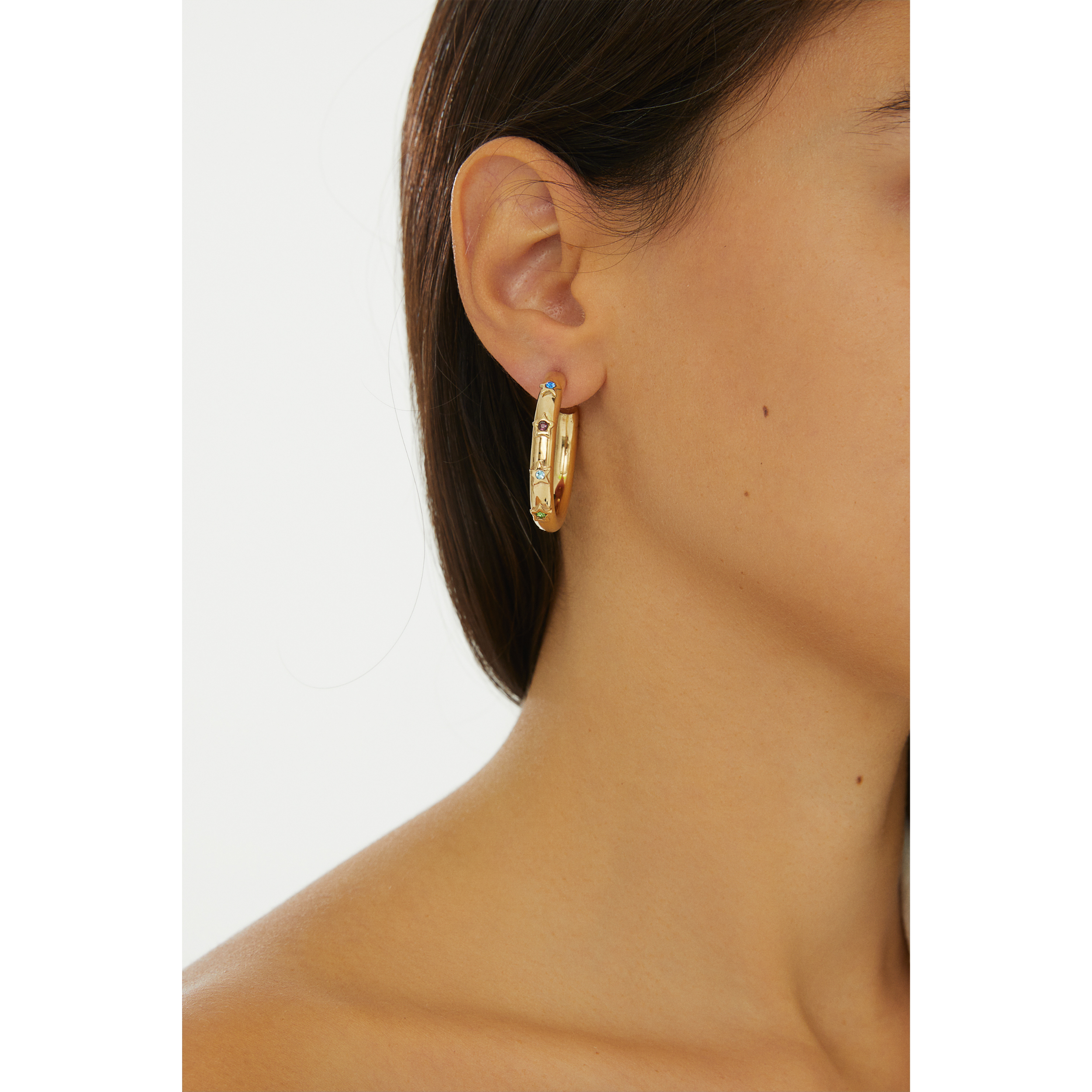 24K Gold plated hoop earrings costume jewelry