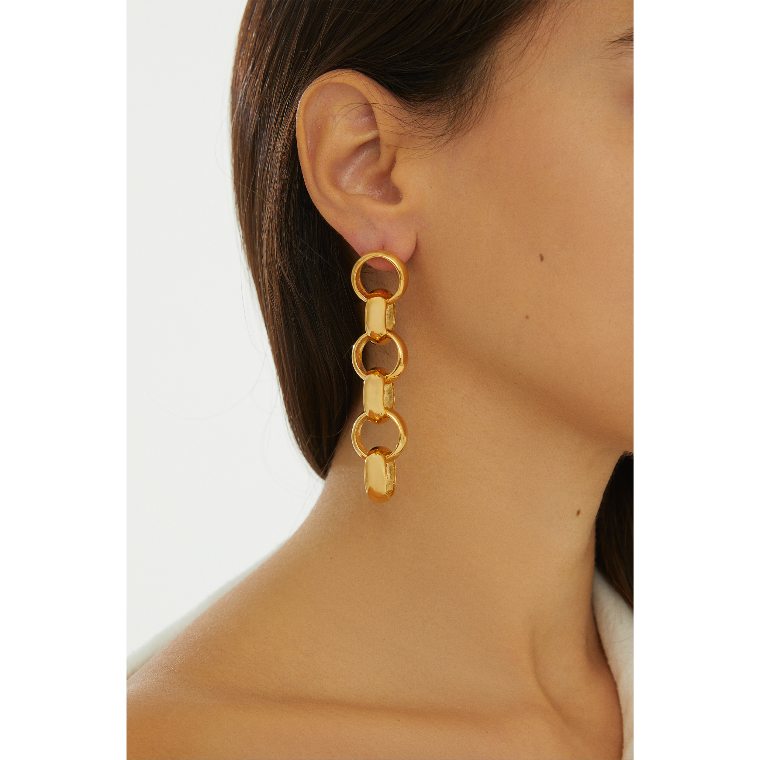 24K gold plated chain earrings statement jewelry