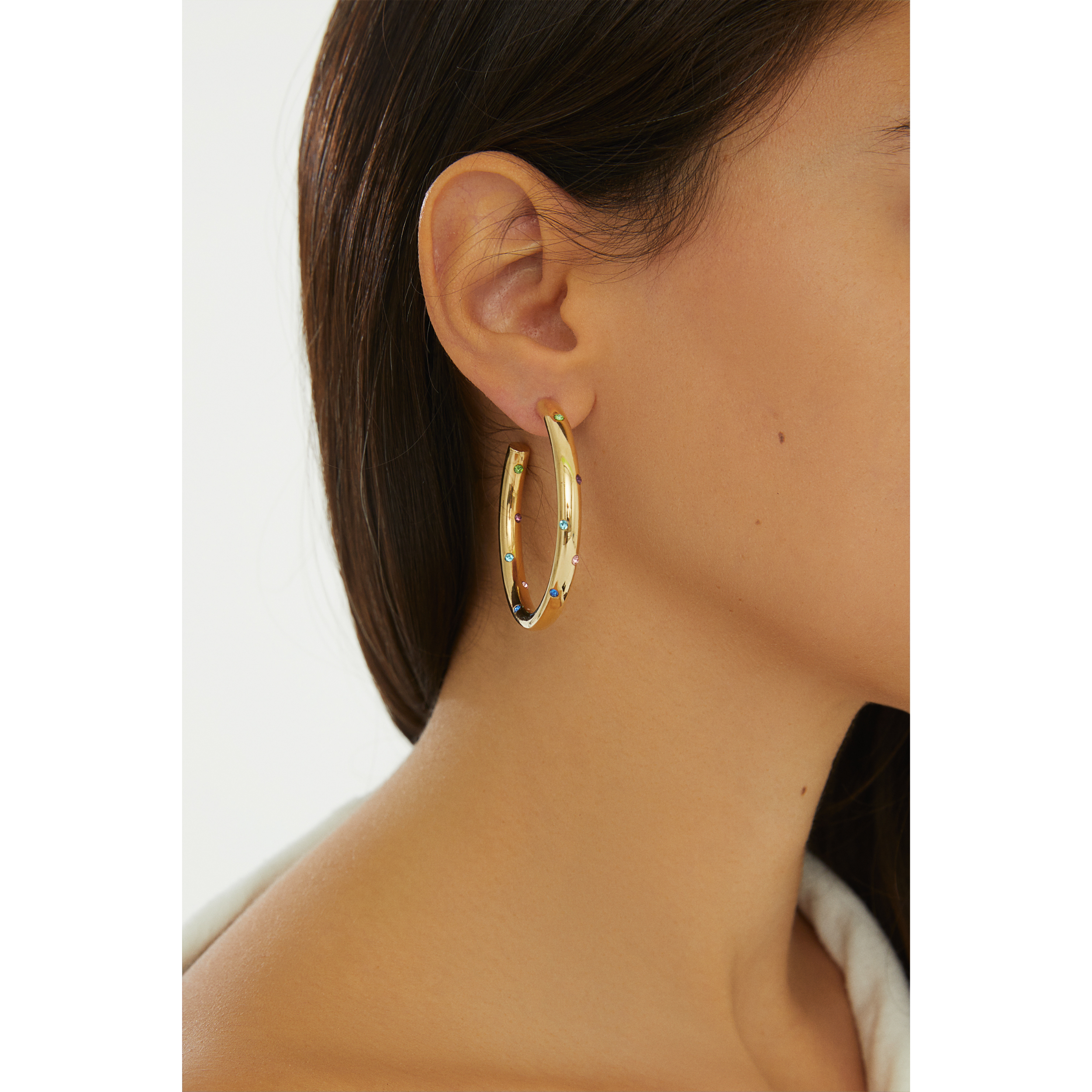 24K Gold plated hoop earrings costume jewelry