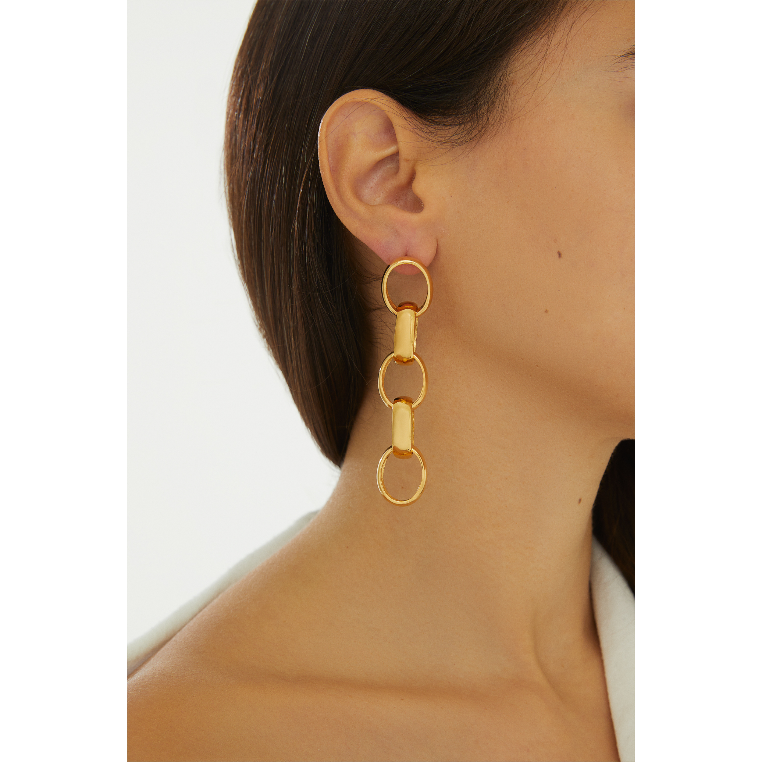 24K gold plated chain earrings statement jewelry