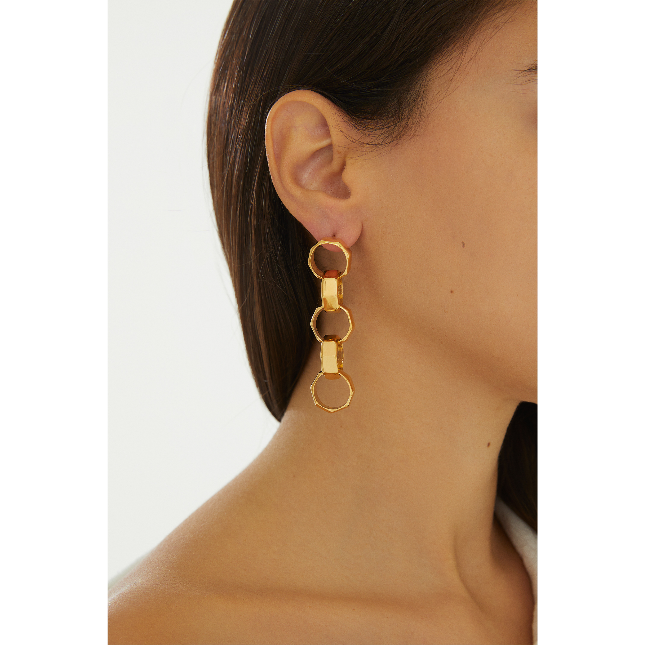 24K gold plated chain earrings statement jewelry