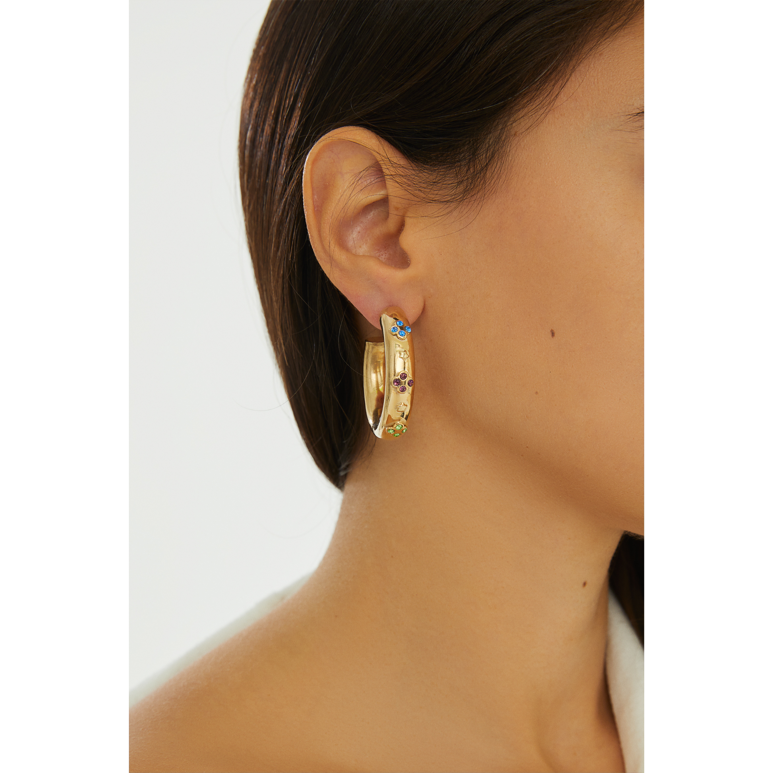 24K Gold plated hoop earrings costume jewelry