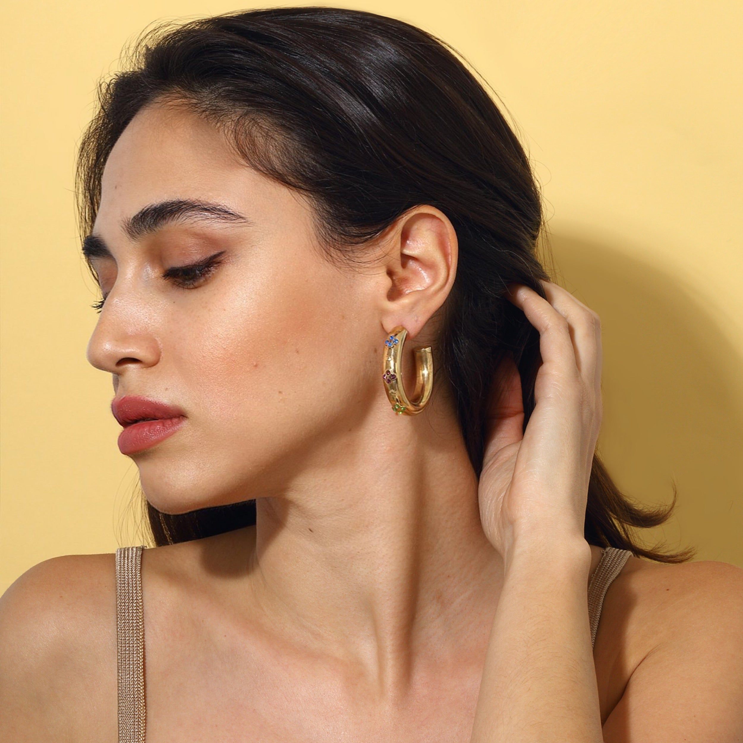 24K Gold plated hoop earrings costume jewelry