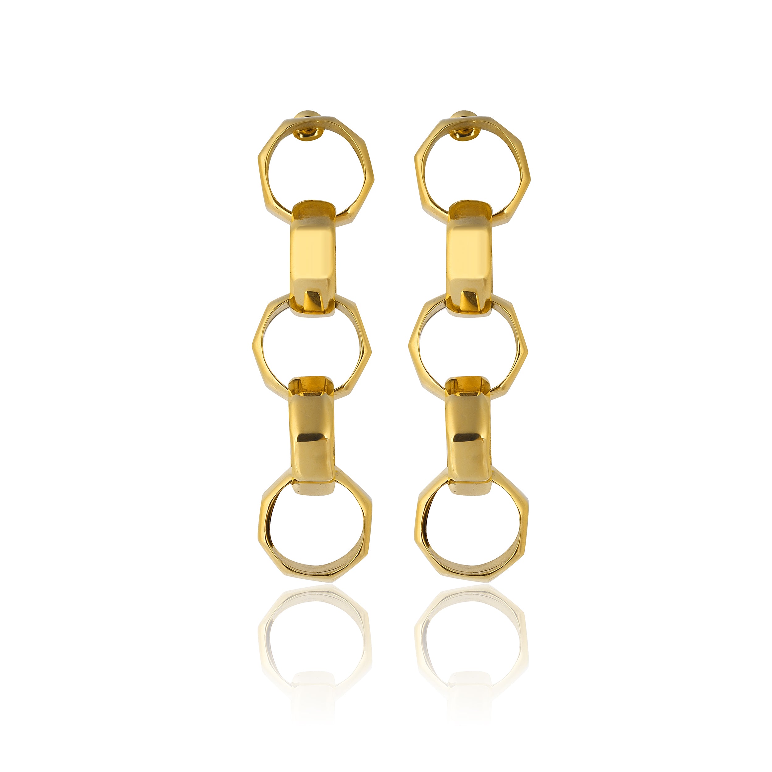 24K gold plated chain earrings statement jewelry