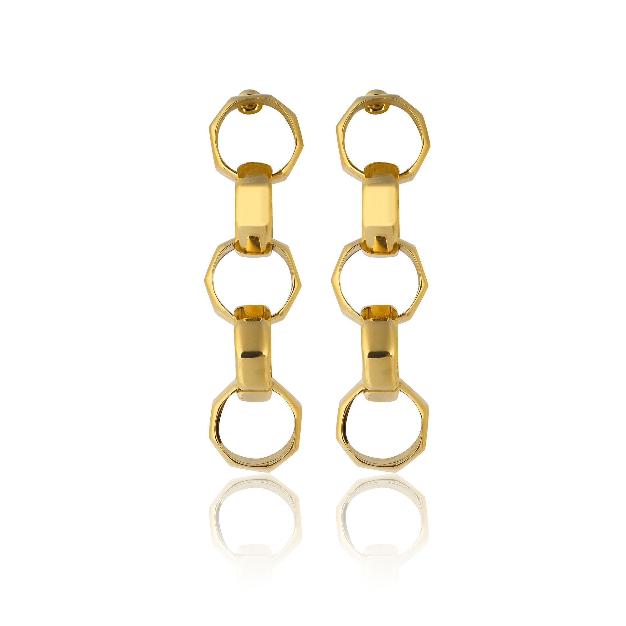 24K gold plated chain earrings statement jewelry