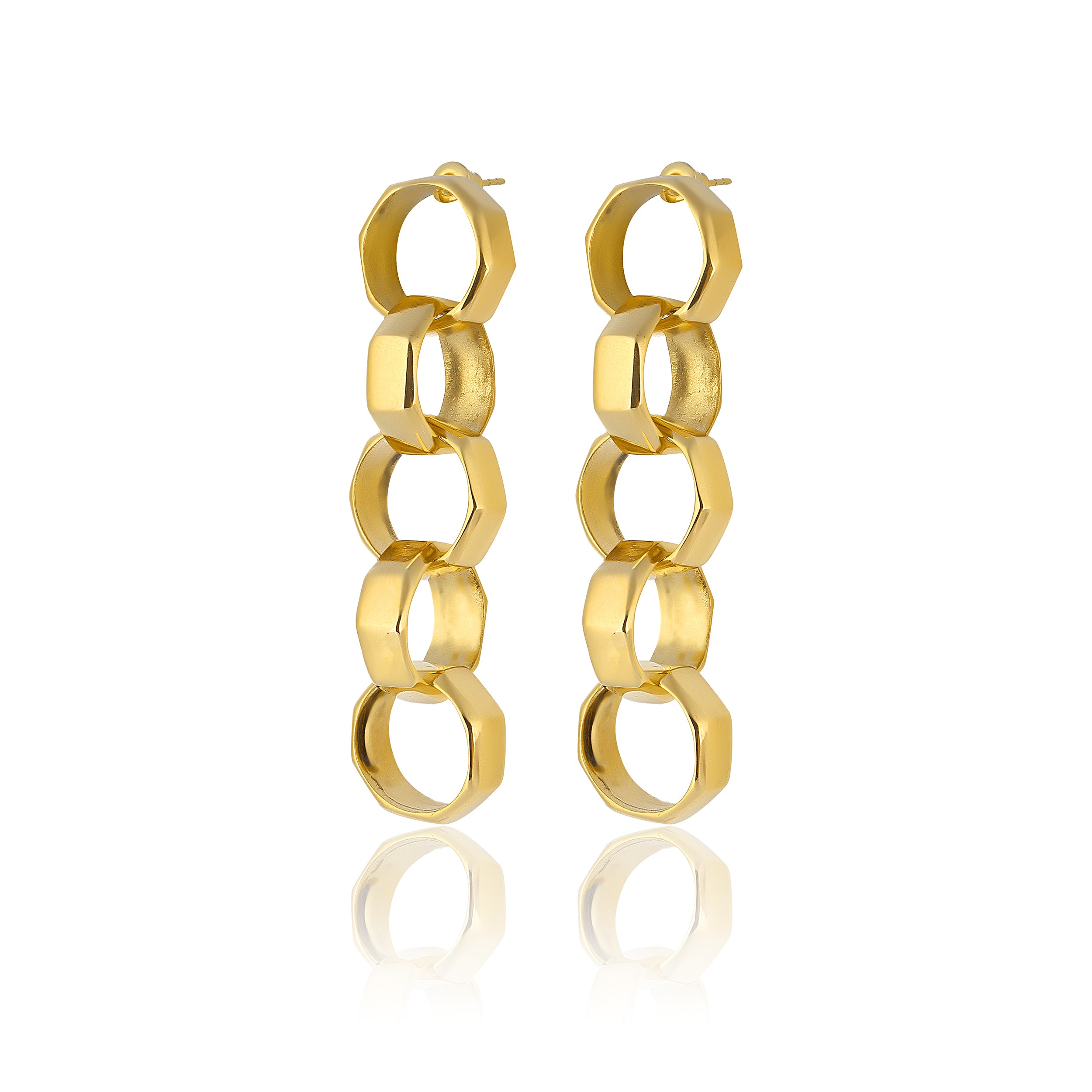 24K gold plated chain earrings statement jewelry