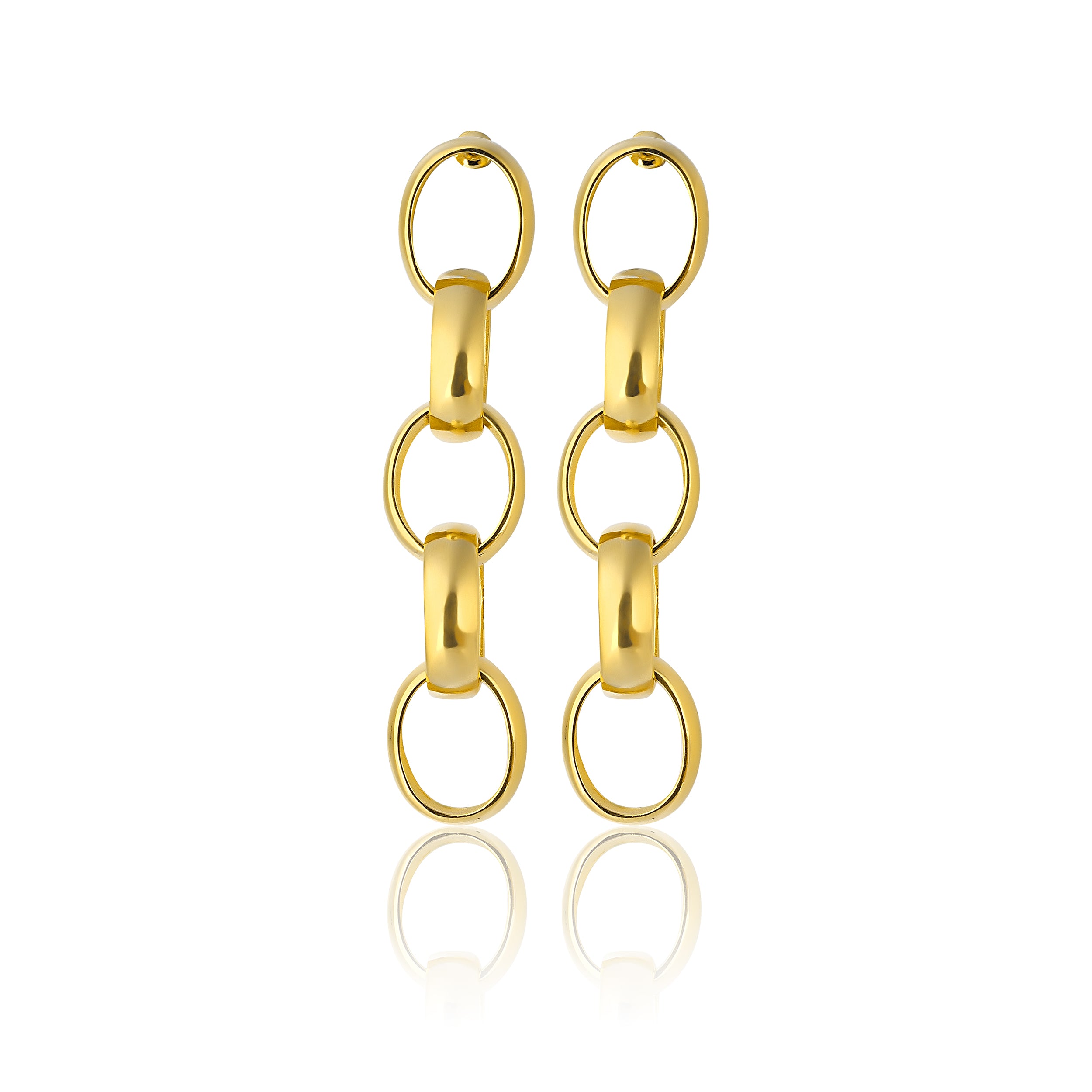 24K gold plated chain earrings statement jewelry