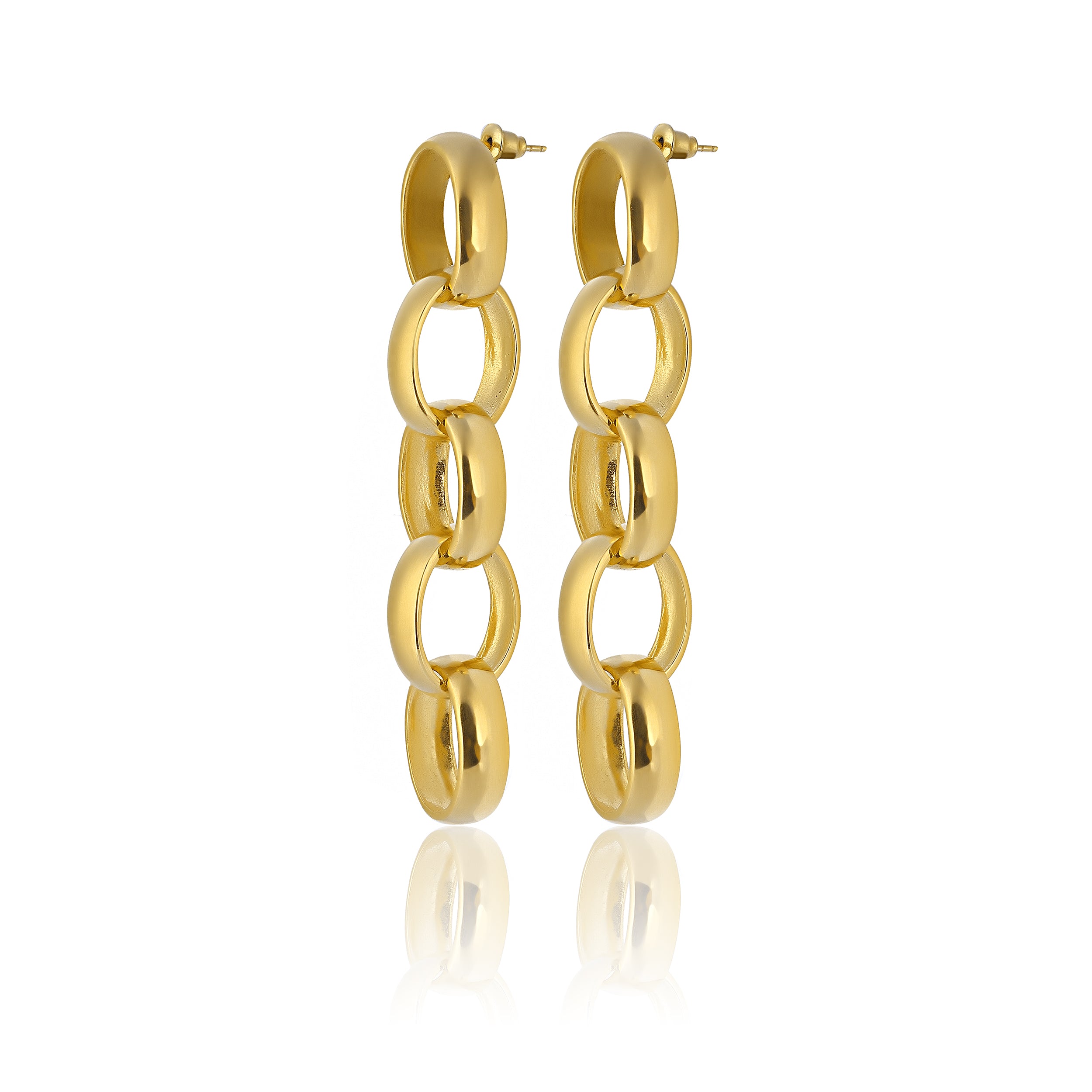 24K gold plated chain earrings statement jewelry