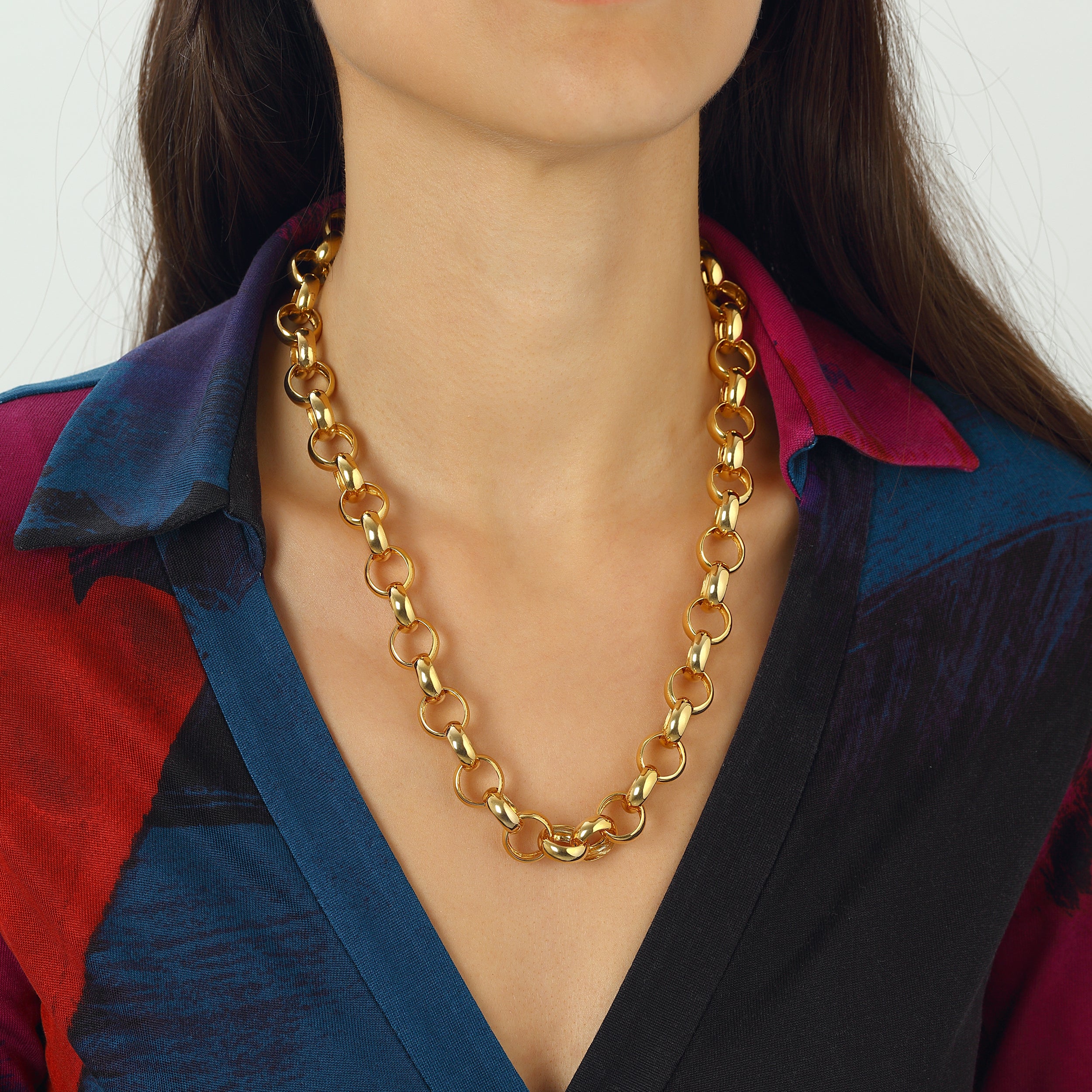 24K gold plated chain necklace costume jewelry