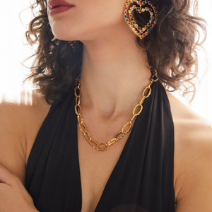 24K gold plated chain necklace costume jewelry swarovski